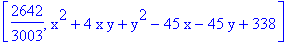 [2642/3003, x^2+4*x*y+y^2-45*x-45*y+338]